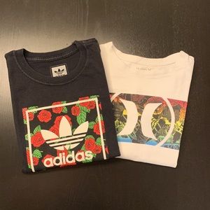 BUNDLE of Adidas Classic Print Rose, Hurley long sleeve tees. Boys M size